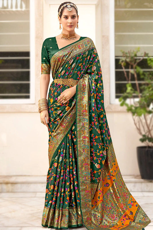 Full printed deign linen saree with keri border patta (4 colour)