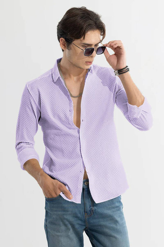 Lavendar Textured Cottan  Fabric Premium Shirt For Man.